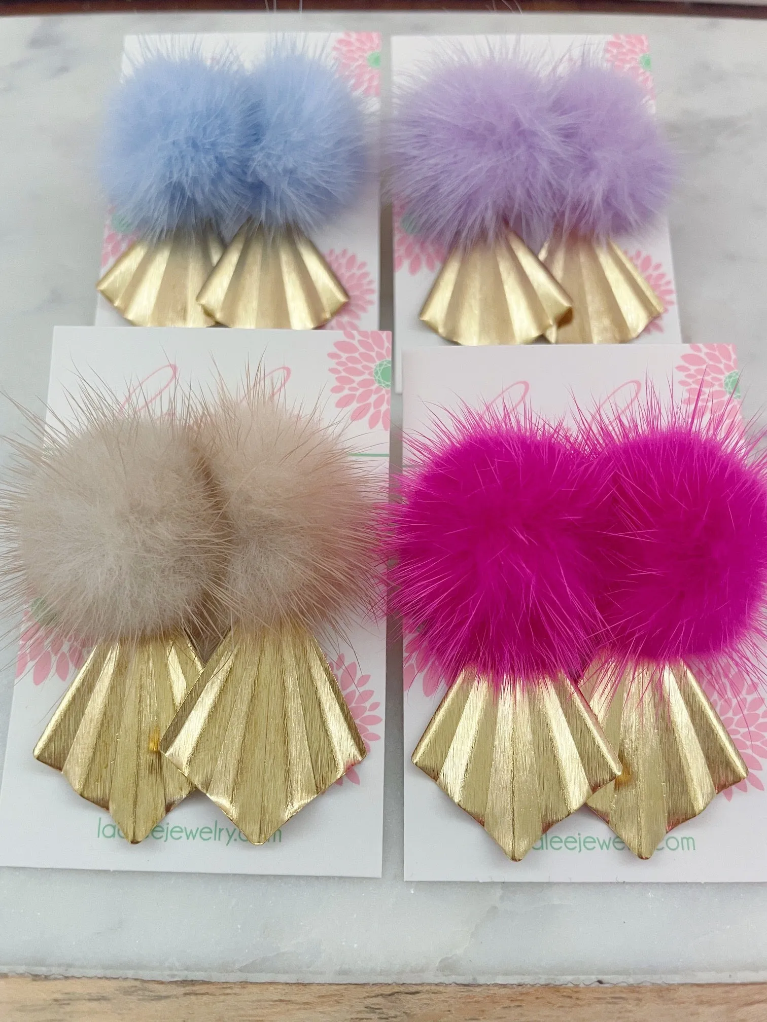 Gold Geometric Fur Earrings