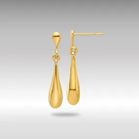 Gold Polished Teardrop Post Dangle Earrings - Model LE2354