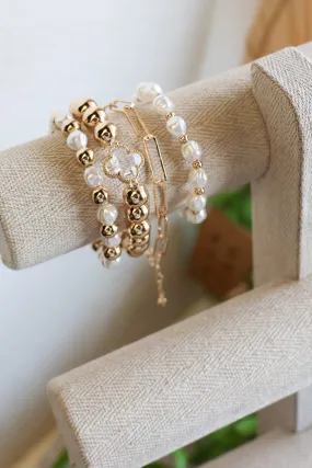 Golden Pearl Bracelet Set