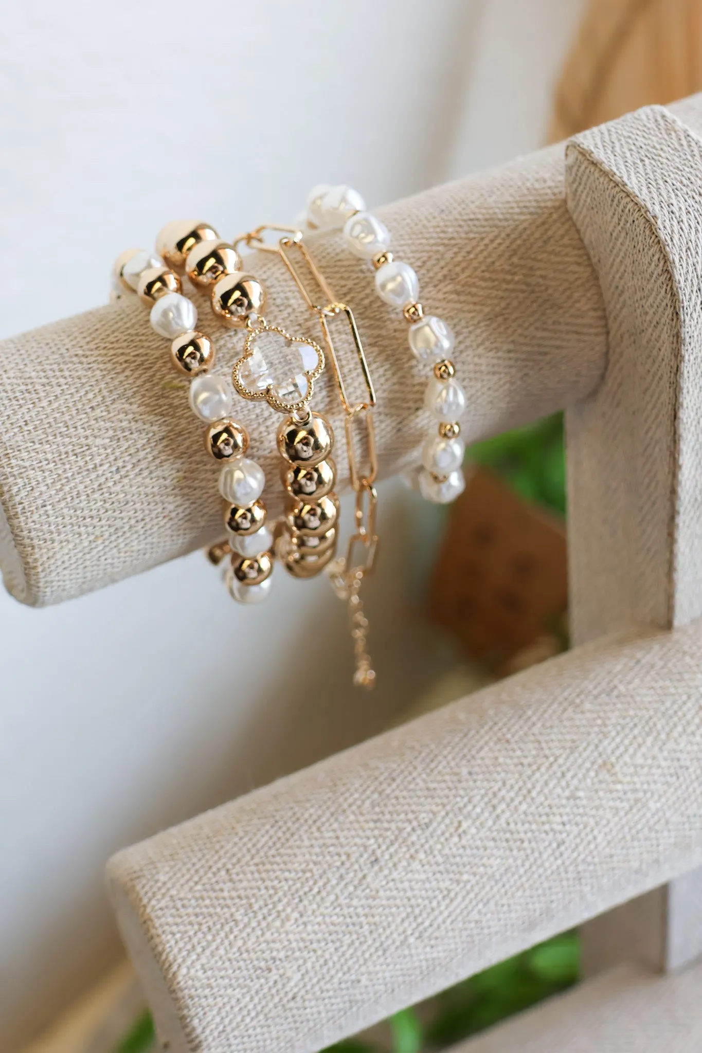 Golden Pearl Bracelet Set