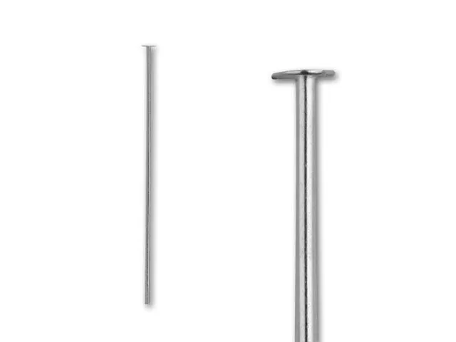 Head Pins, 1 Inch Long and 24 Gauge Thick, Sterling Silver (10 Pieces)