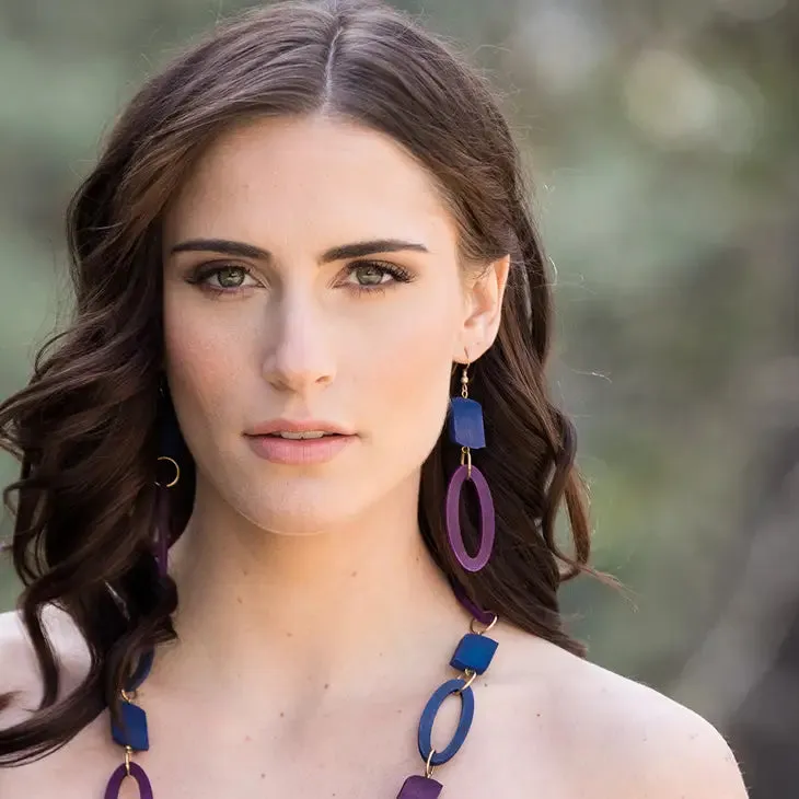 Heliotrope Geometric and Oval Earrings