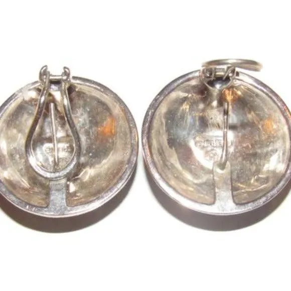 Judith Jack Art Deco Marcasite Checkerboard Pierced with Clip On Earrings