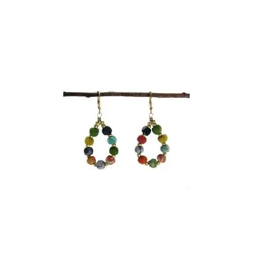 Kantha Beaded Teardrop Earrings