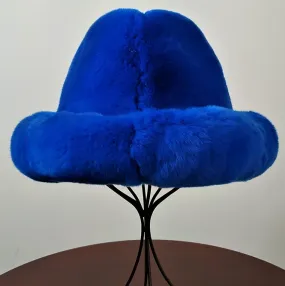 Kashani Men's Royal Blue Rex Chinchilla Fur Top Hat