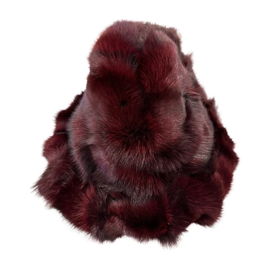 Kashani Men's Wine Red Fox Fur Top Hat