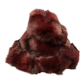 Kashani Men's Wine Red Fox Fur Top Hat