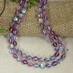 Lavender Double Strand Sea Glass Necklace