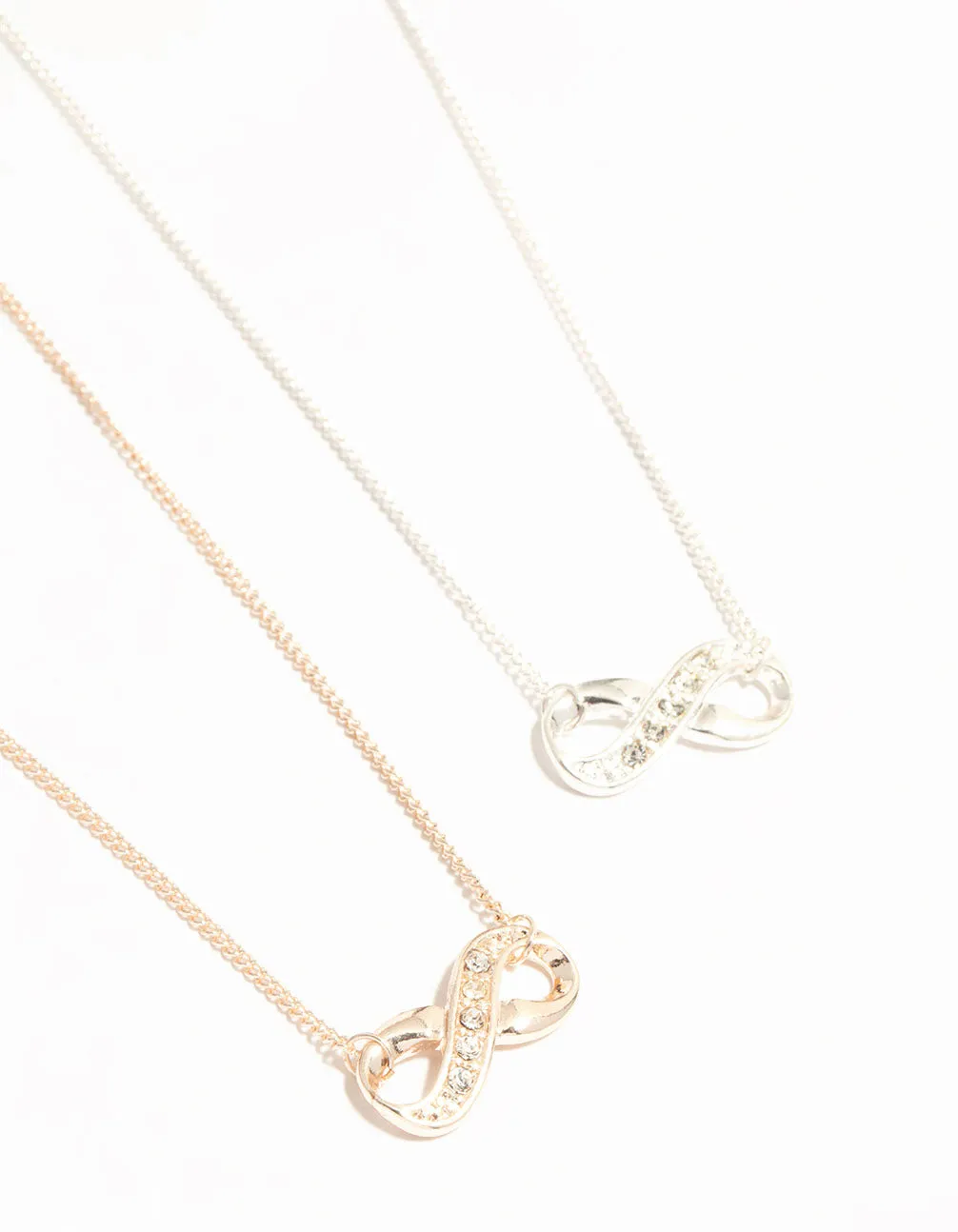Mixed Metals Diamante Infinity Necklaces 2-Pack