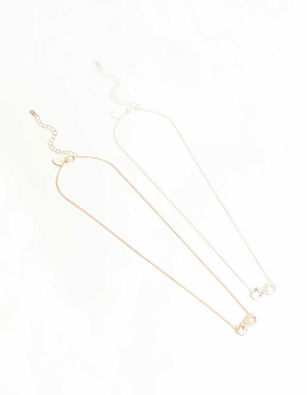 Mixed Metals Diamante Infinity Necklaces 2-Pack