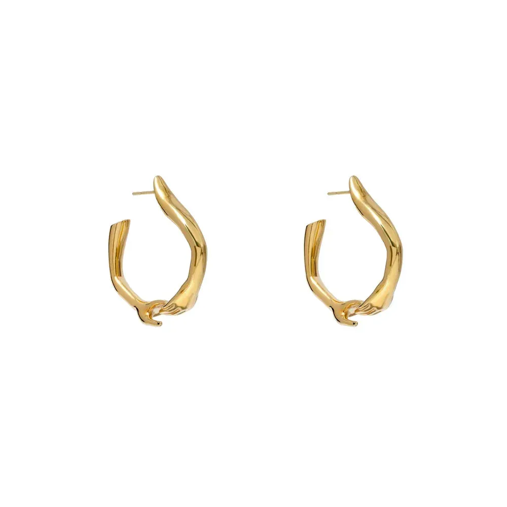 New ins Stainless Steel Hand Round Earring For Women Vintage Geometric Embrace Hug Earrings Fashion Jewelry