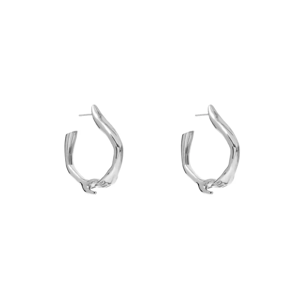 New ins Stainless Steel Hand Round Earring For Women Vintage Geometric Embrace Hug Earrings Fashion Jewelry