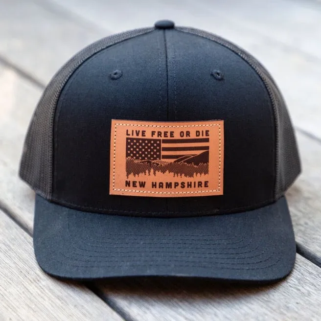 NH Flag & Mountain Cap- Black/Black Mesh