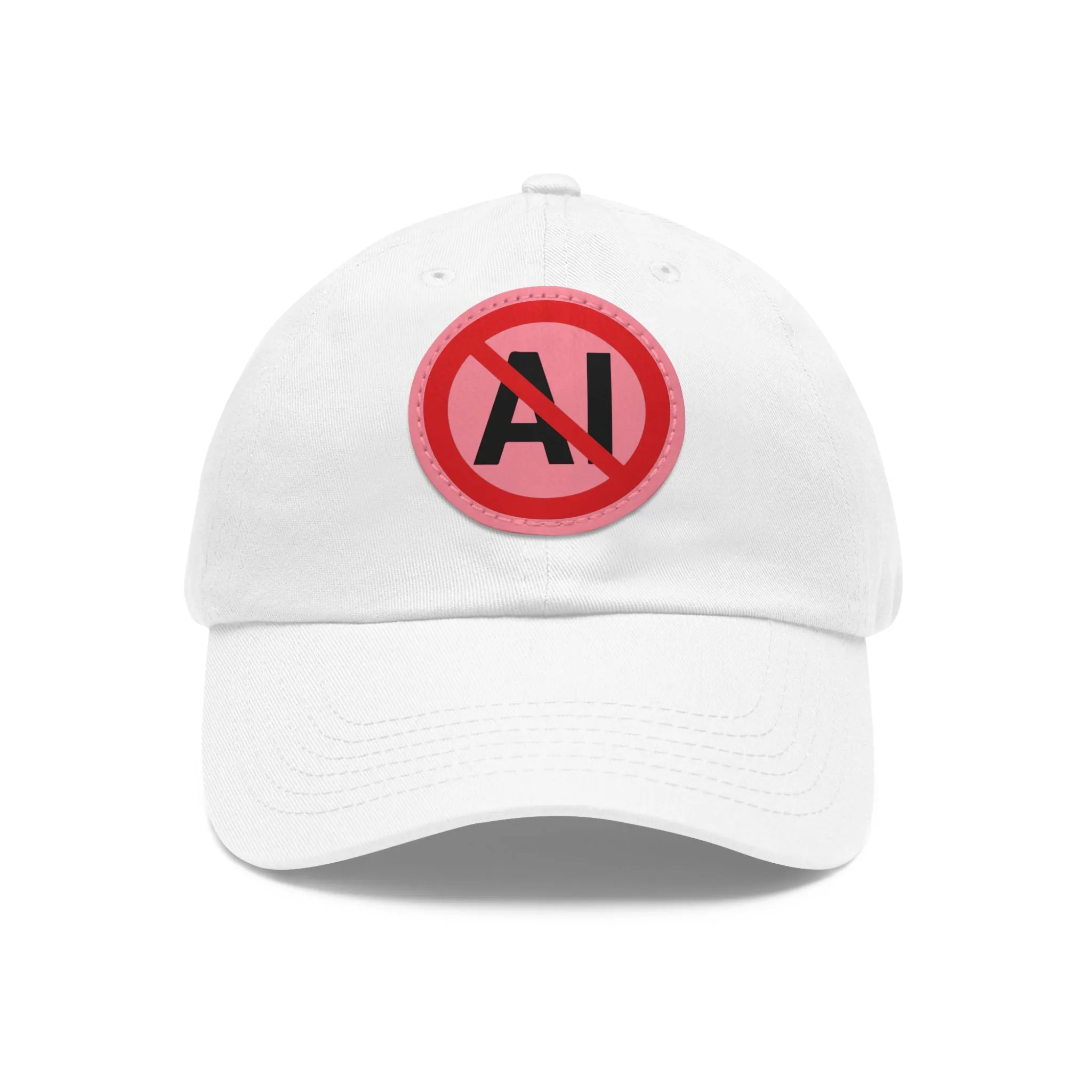 No AI Dad Hat with Leather Patch (Round)