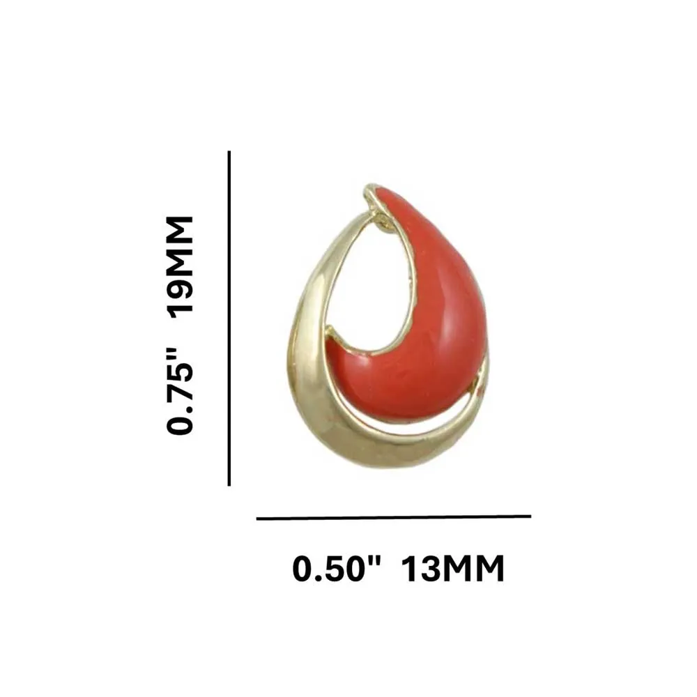 Orange with Gold Open Enamel Teardrop Pierced Earring - EQ301