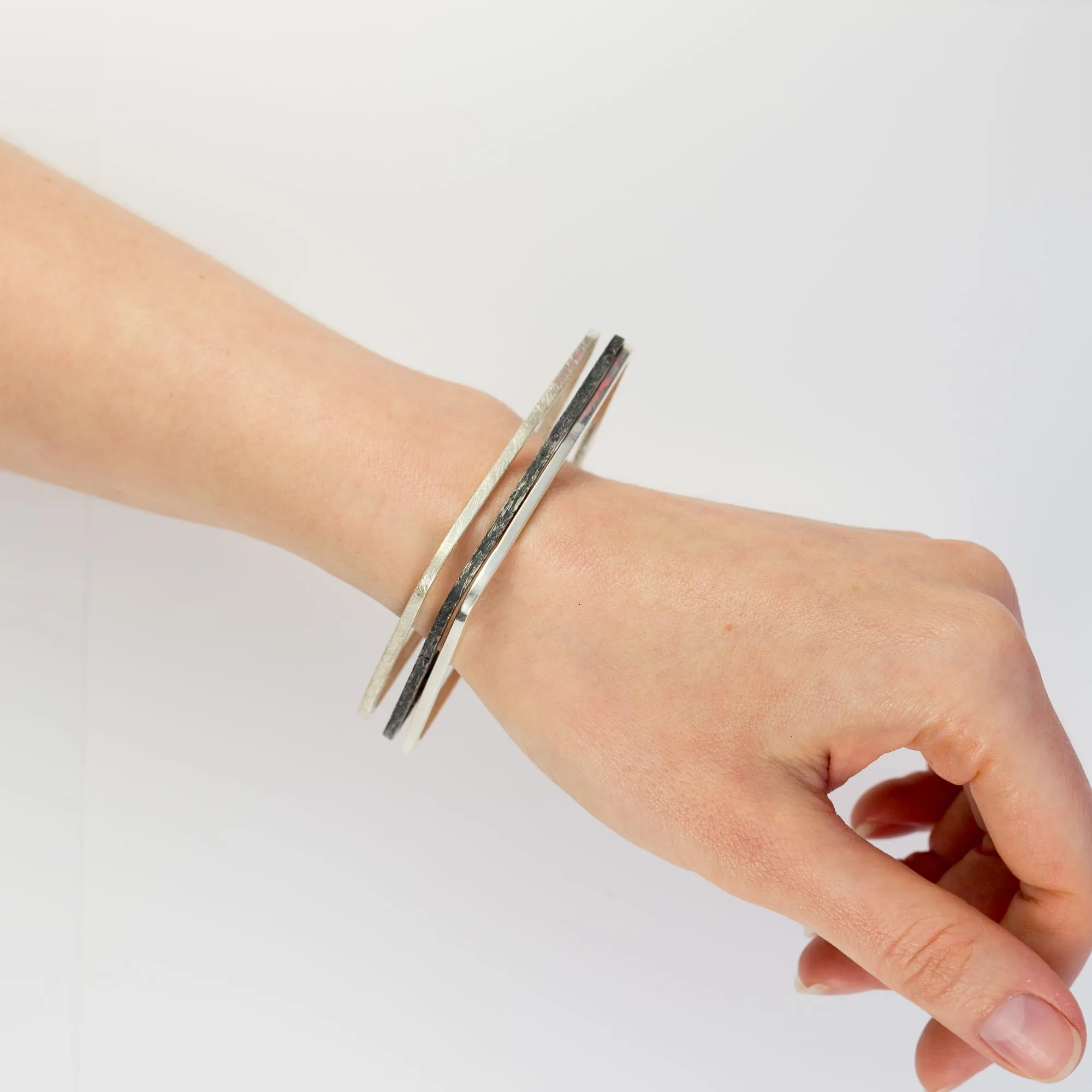 Oxidized Fine Sterling Silver Square Bangle