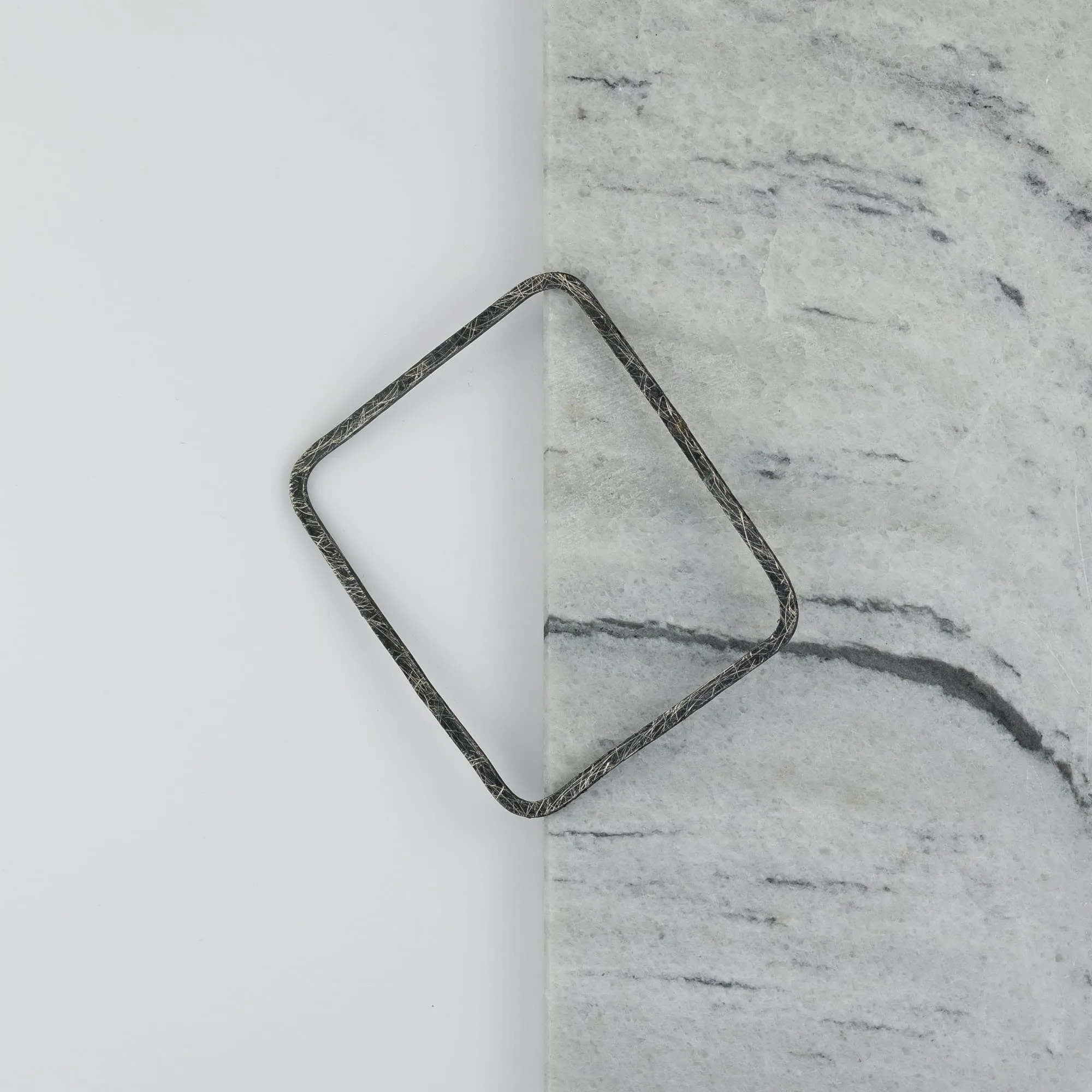 Oxidized Fine Sterling Silver Square Bangle