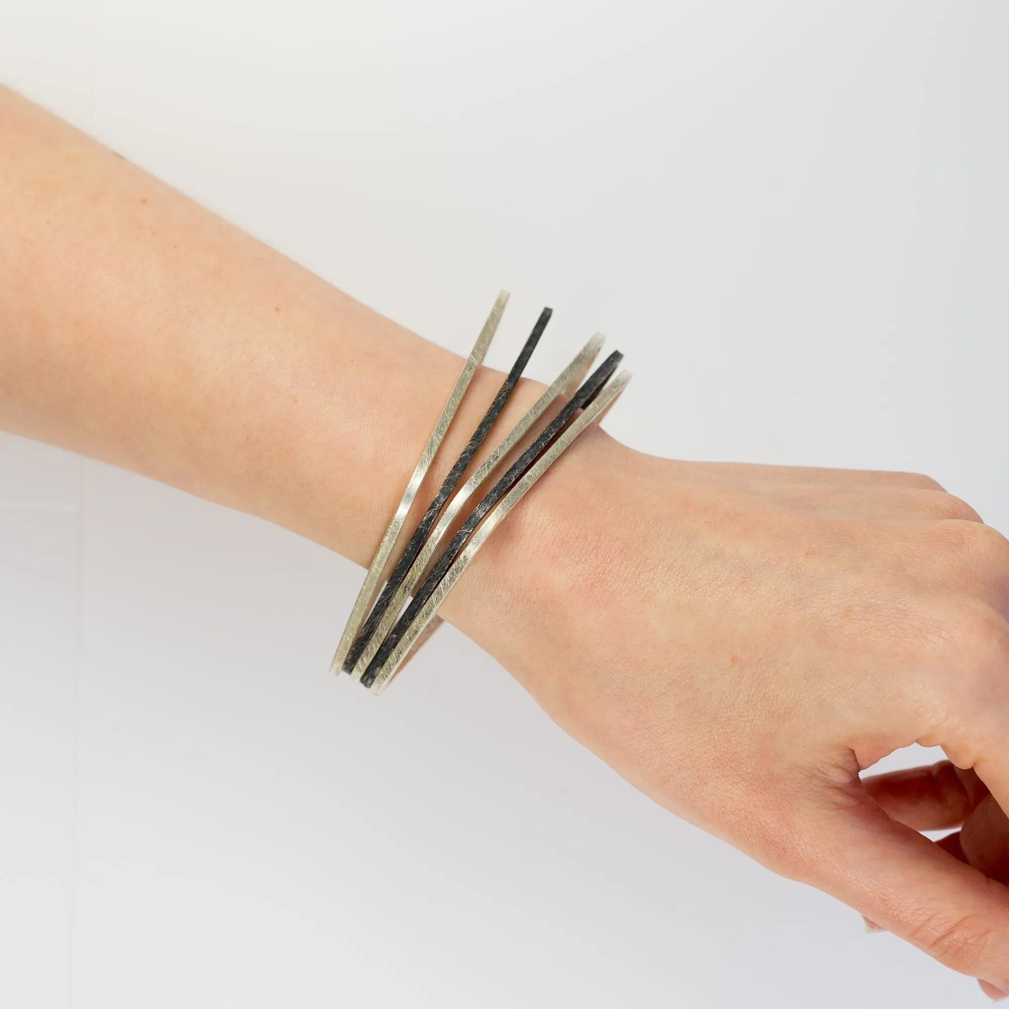 Oxidized Fine Sterling Silver Square Bangle