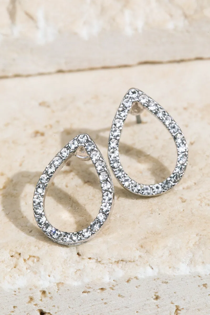 Pave Rhinestone Teardrop Stud
