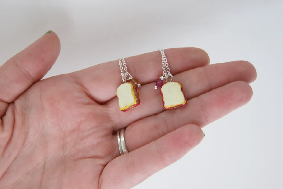 Peanut Butter and Jelly BFF Necklaces -TWO Necklaces-
