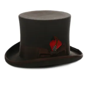 Premium Wool Brown Victorian Classic Vintage Top Hat