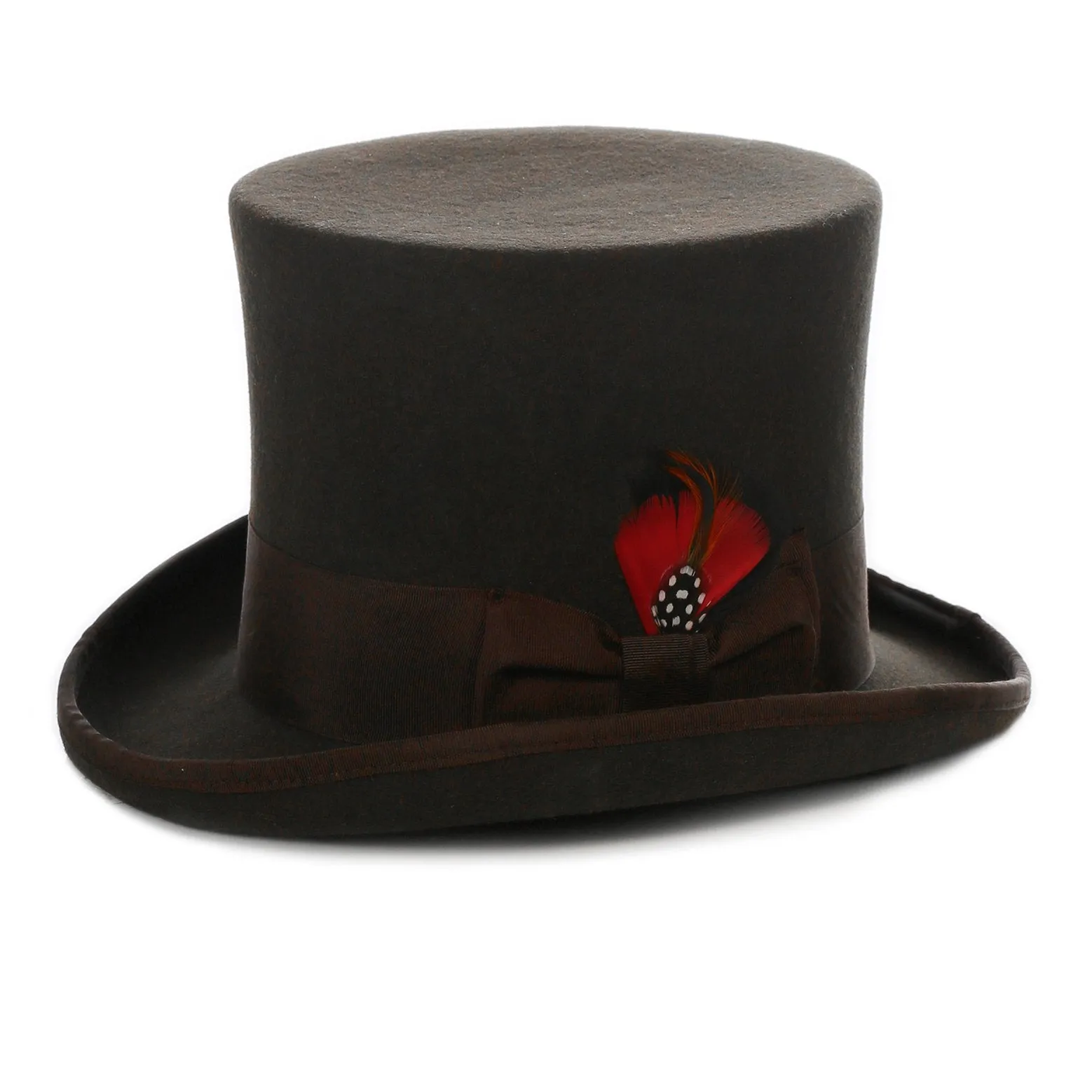 Premium Wool Brown Victorian Classic Vintage Top Hat