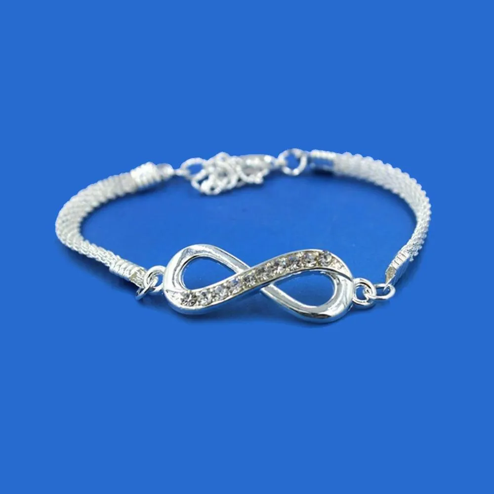 Rhinestone Bejeweled Zinc Alloy Luxury Infinity Bracelet Jewelry