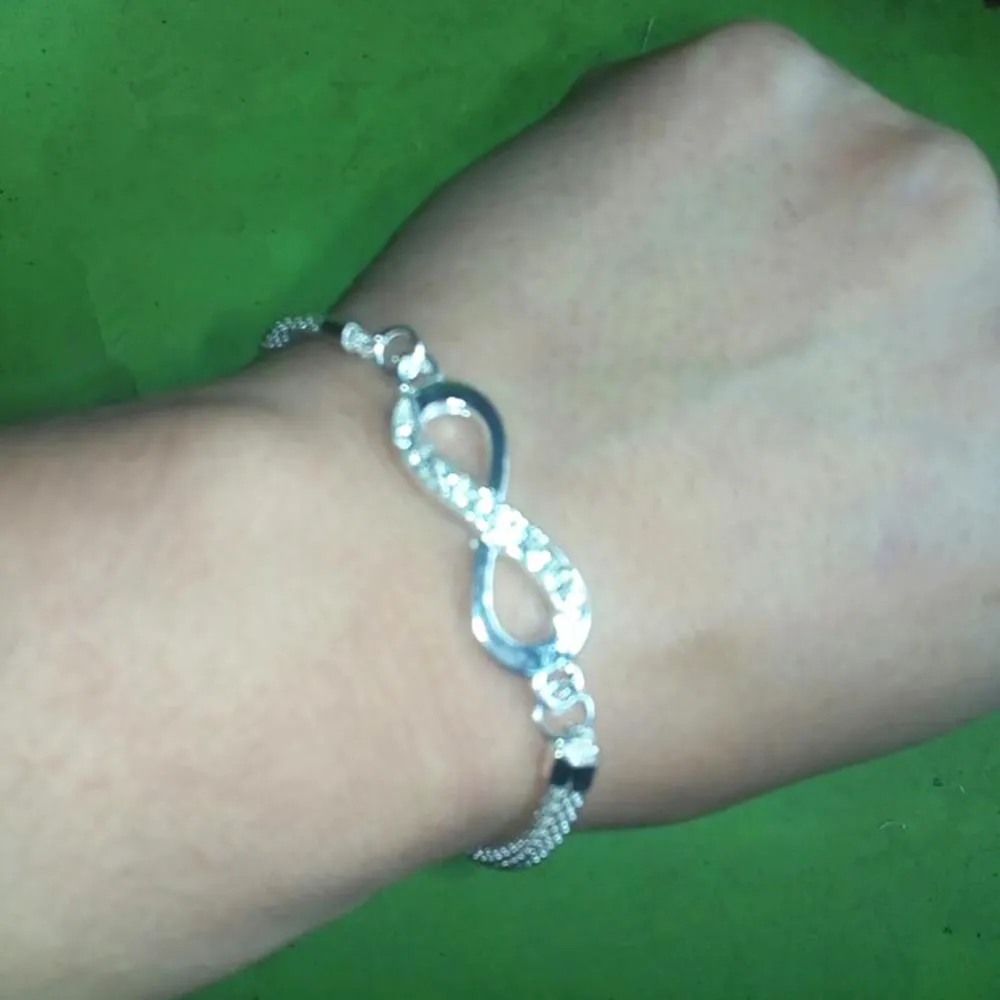 Rhinestone Bejeweled Zinc Alloy Luxury Infinity Bracelet Jewelry