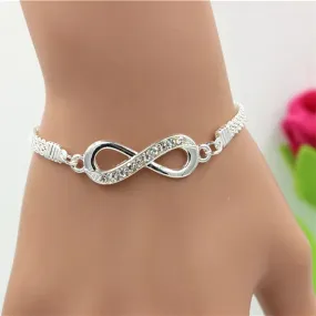 Rhinestone Bejeweled Zinc Alloy Luxury Infinity Bracelet Jewelry