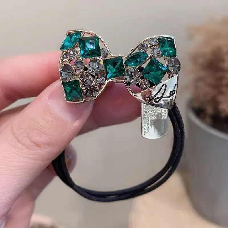 Shimmering Multicolor Rhinestone Bejeweled Elastic Hair Ties