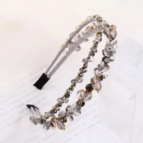 Silver Crystal Studded Double Strand Hairband
