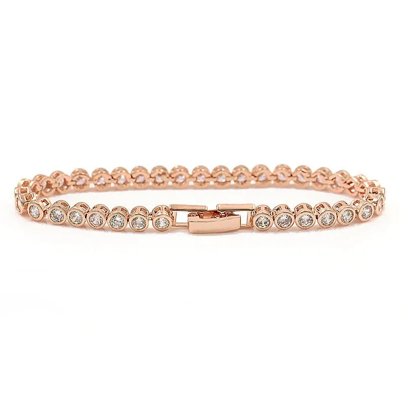 Sparkling Round Cut Zircon Bejeweled Tennis Bracelets
