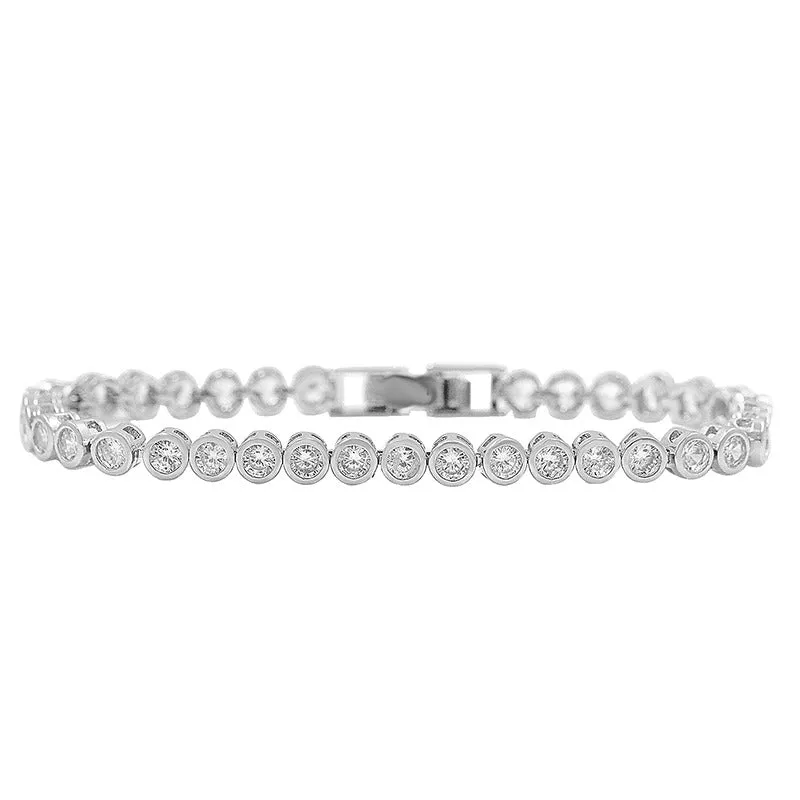 Sparkling Round Cut Zircon Bejeweled Tennis Bracelets