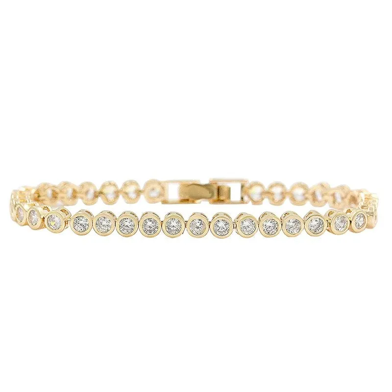 Sparkling Round Cut Zircon Bejeweled Tennis Bracelets