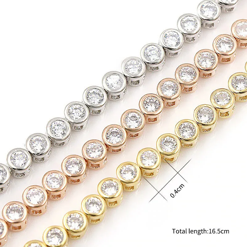 Sparkling Round Cut Zircon Bejeweled Tennis Bracelets