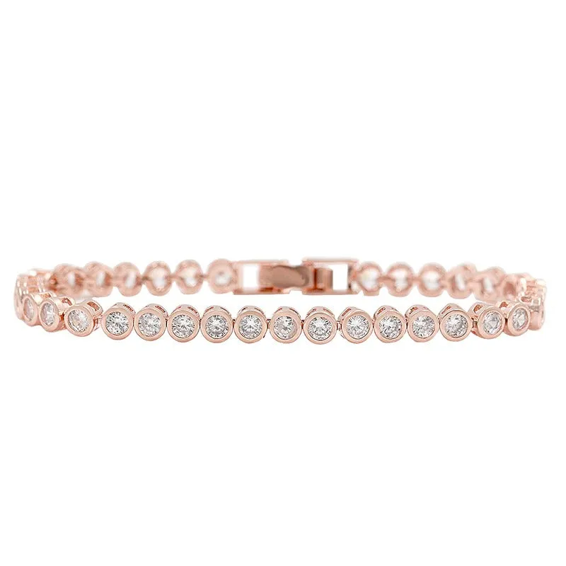 Sparkling Round Cut Zircon Bejeweled Tennis Bracelets