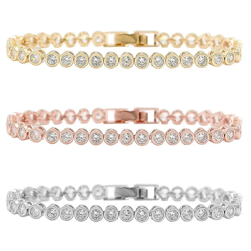 Sparkling Round Cut Zircon Bejeweled Tennis Bracelets