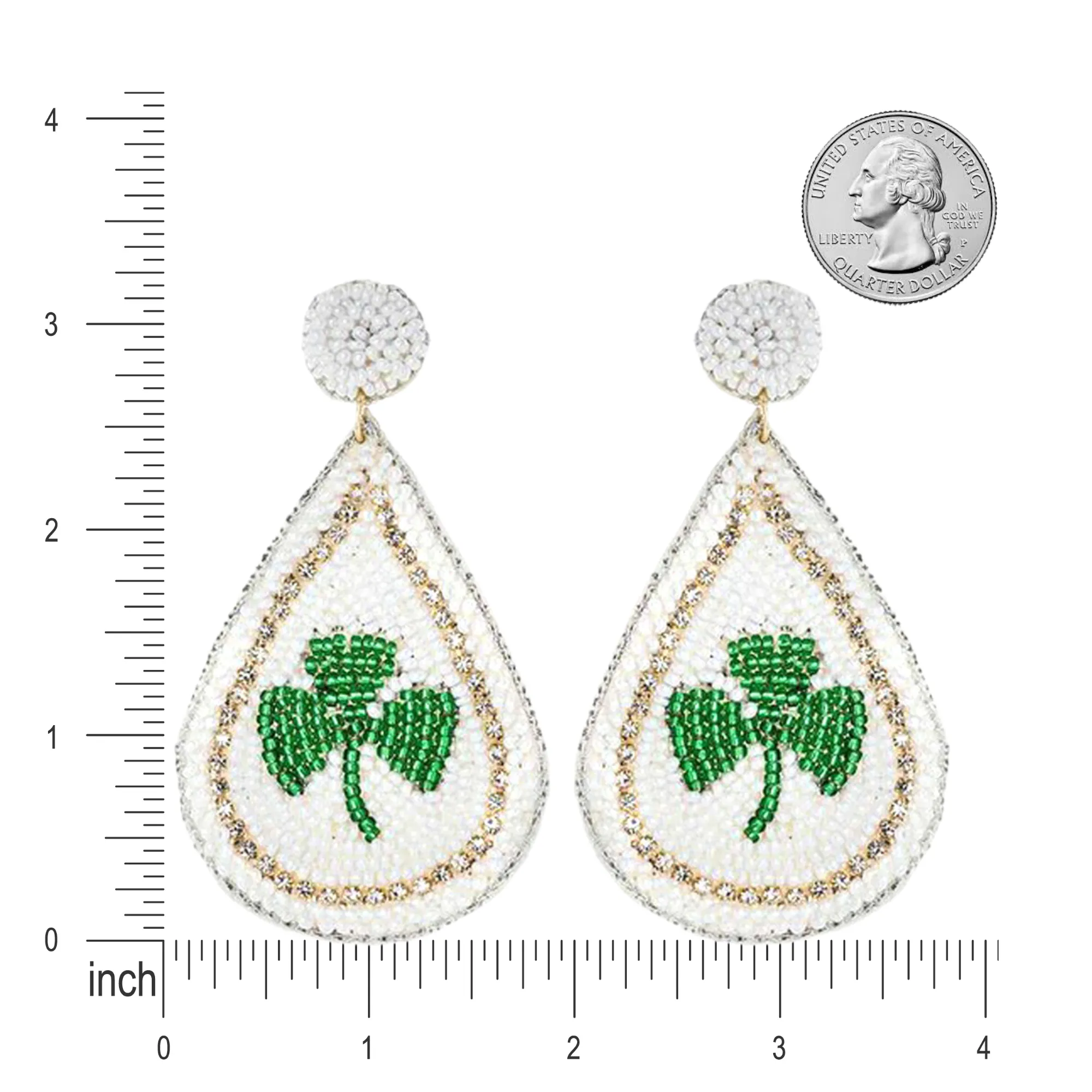 St. Patrick's Day Beaded Lucky Clover Teardrop Charm Fashion Dangle Earrings