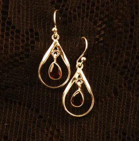 Teardrop Drop Earrings - Silver - Gemstones