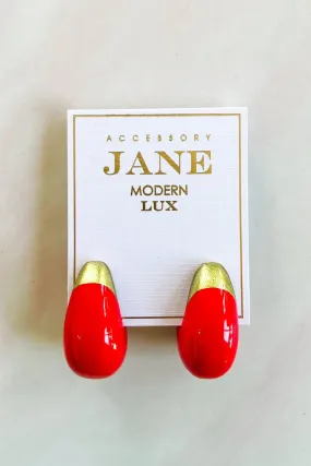 Teardrop Earrings - Orange/Gold