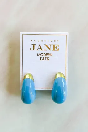 Teardrop Earrings - Peri Blue/Gold