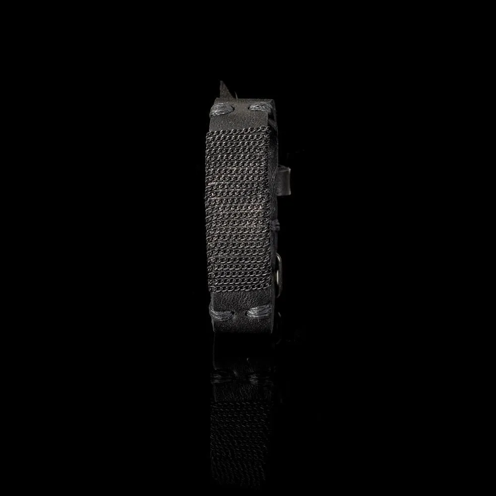 The Black Chain Leather Cuff