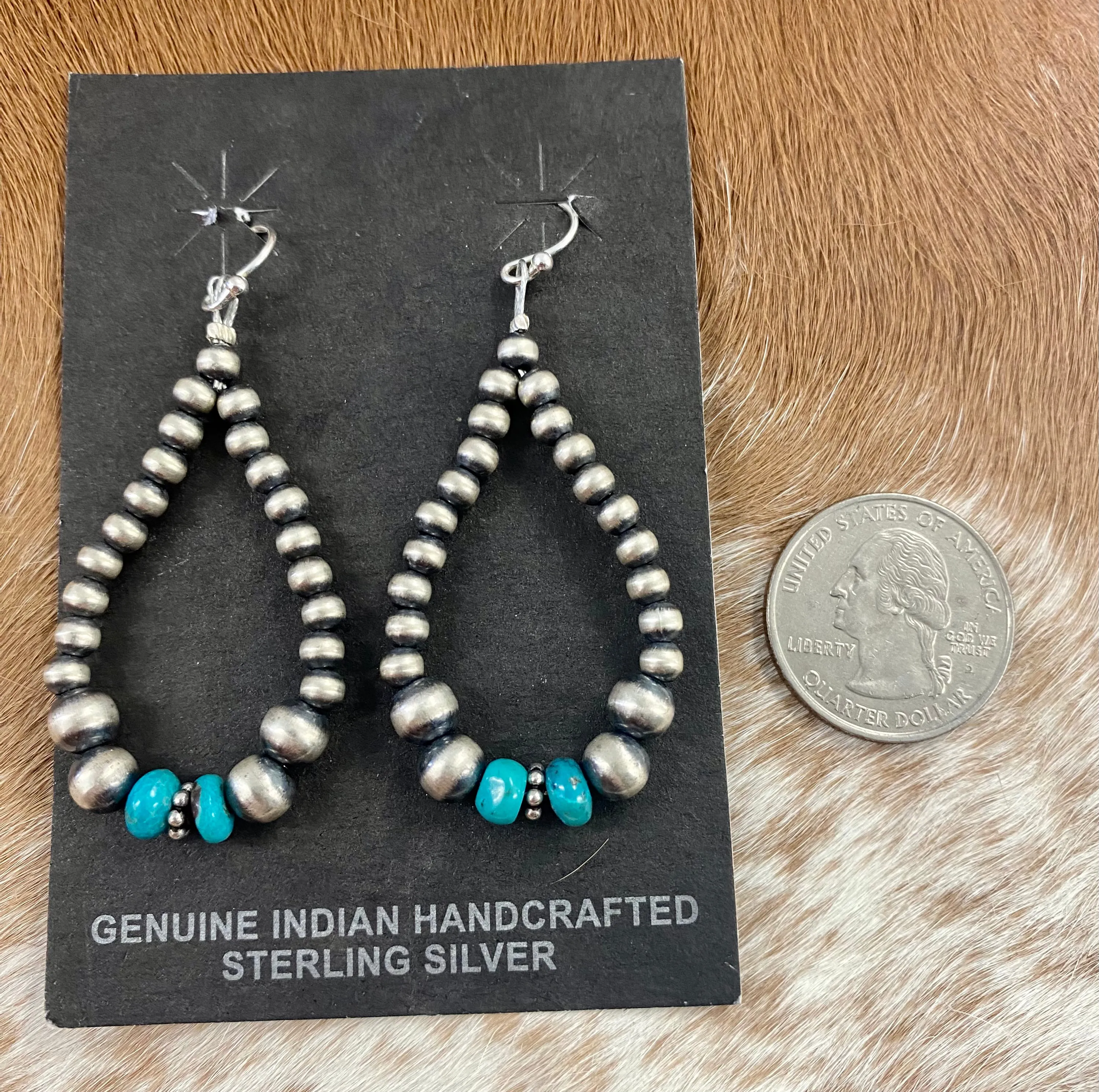 The Katie Turquoise & Navajo Pearl Teardrop Earrings