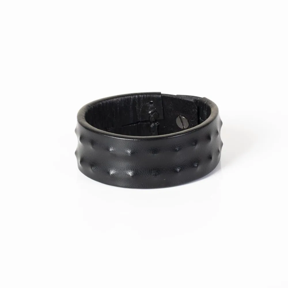 The Wide Pinned Black Leather Cuff