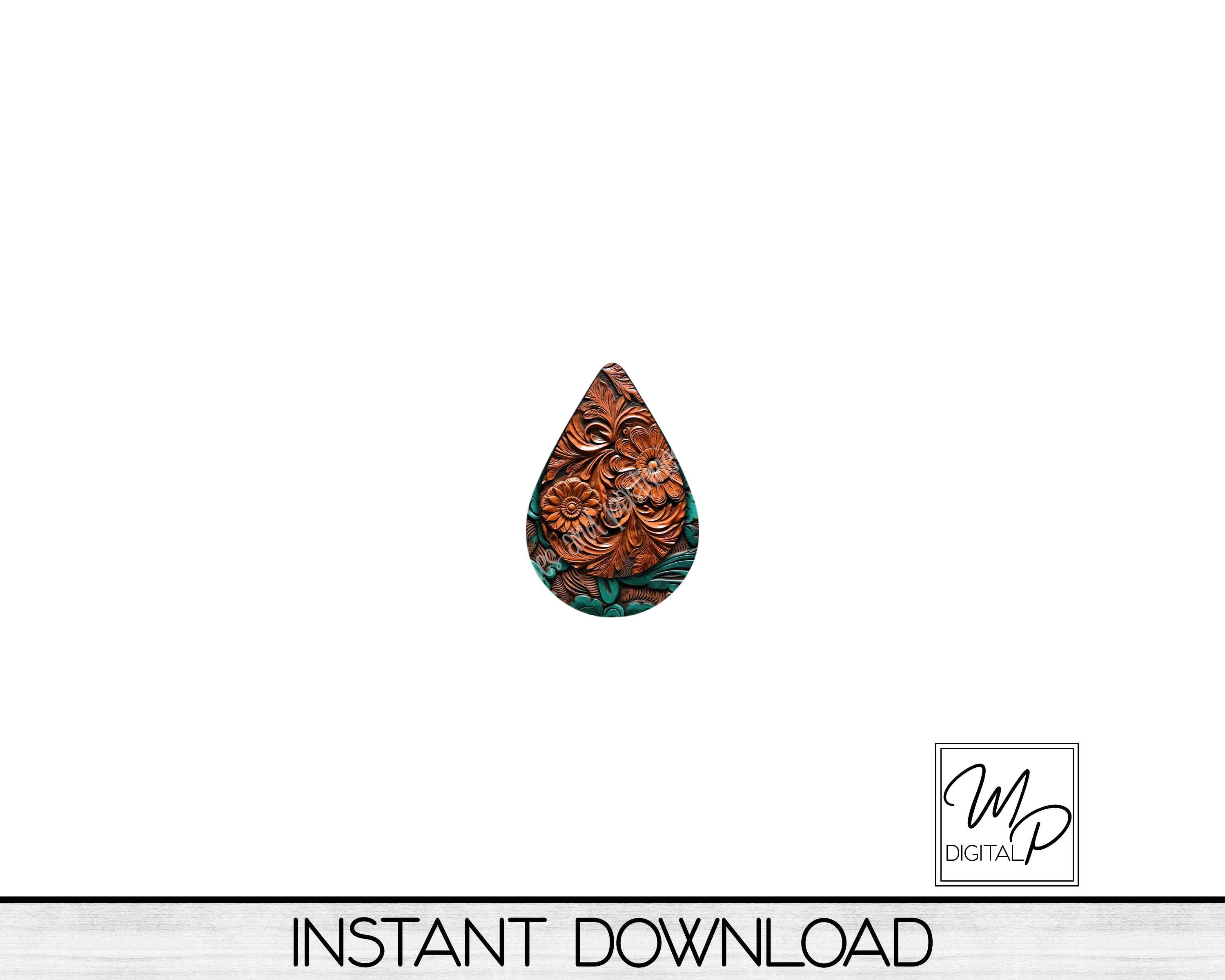 Tooled Wood Teardrop Earring Design for Sublimation