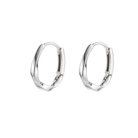 VAIGE 925 Sterling Silver Geometric Round Hoop Earrings with Inlaid Detail for Elegant Jewelry Collection