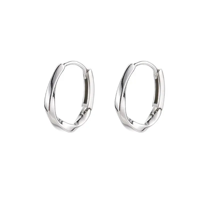 VAIGE 925 Sterling Silver Geometric Round Hoop Earrings with Inlaid Detail for Elegant Jewelry Collection