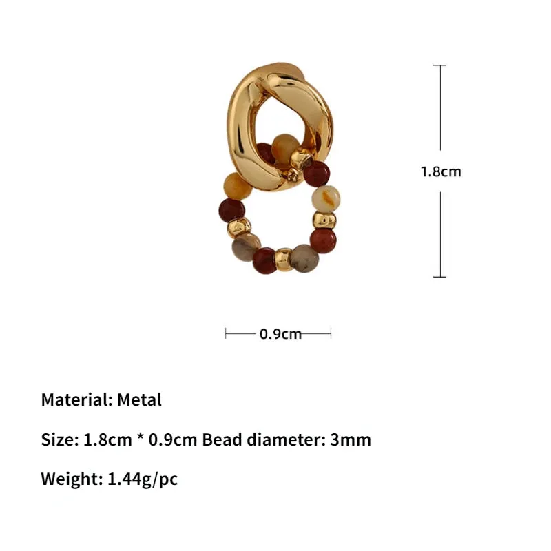 VAIGE Geometric Brown and Blue Stone Drop Earrings