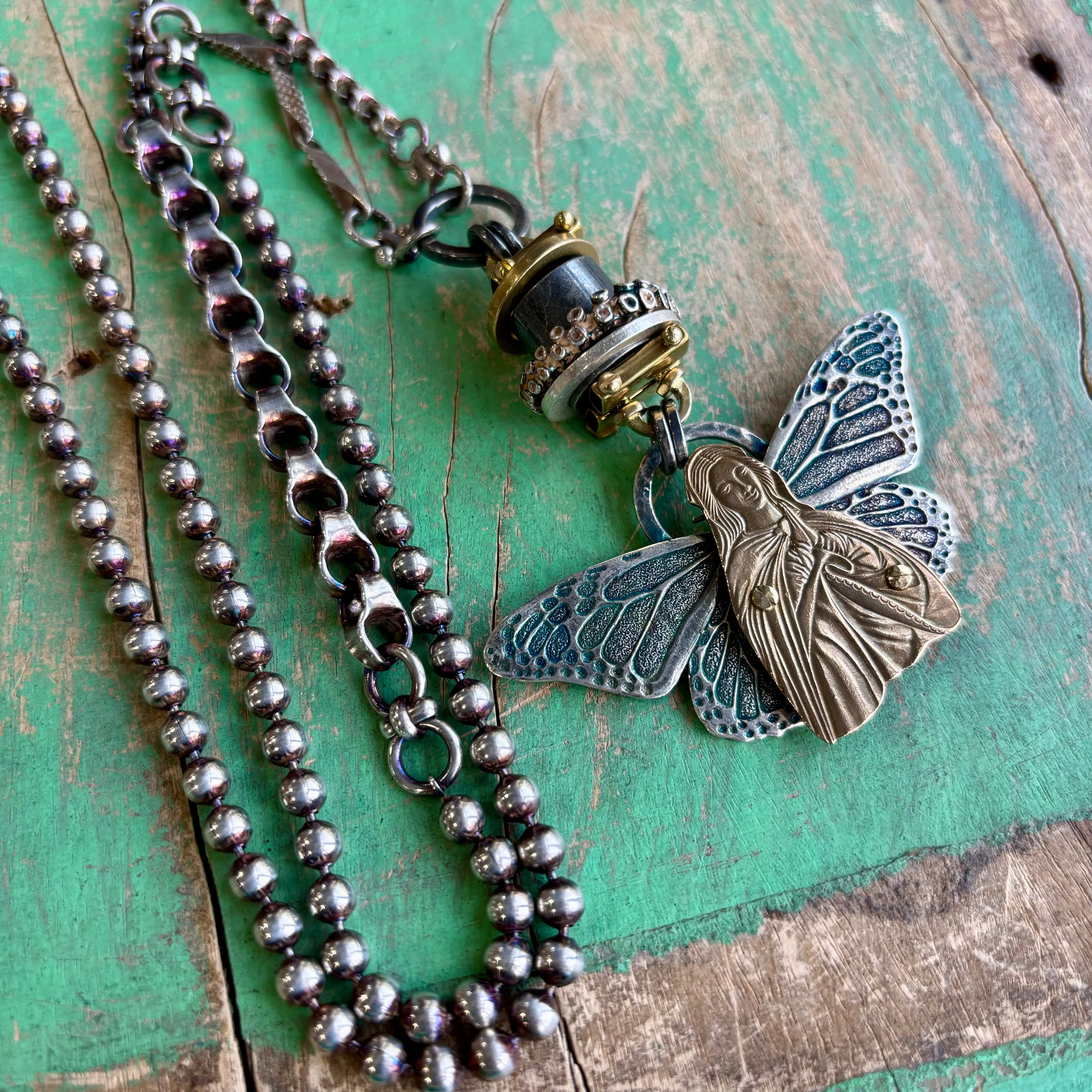 Virgin Mary Butterfly Necklace