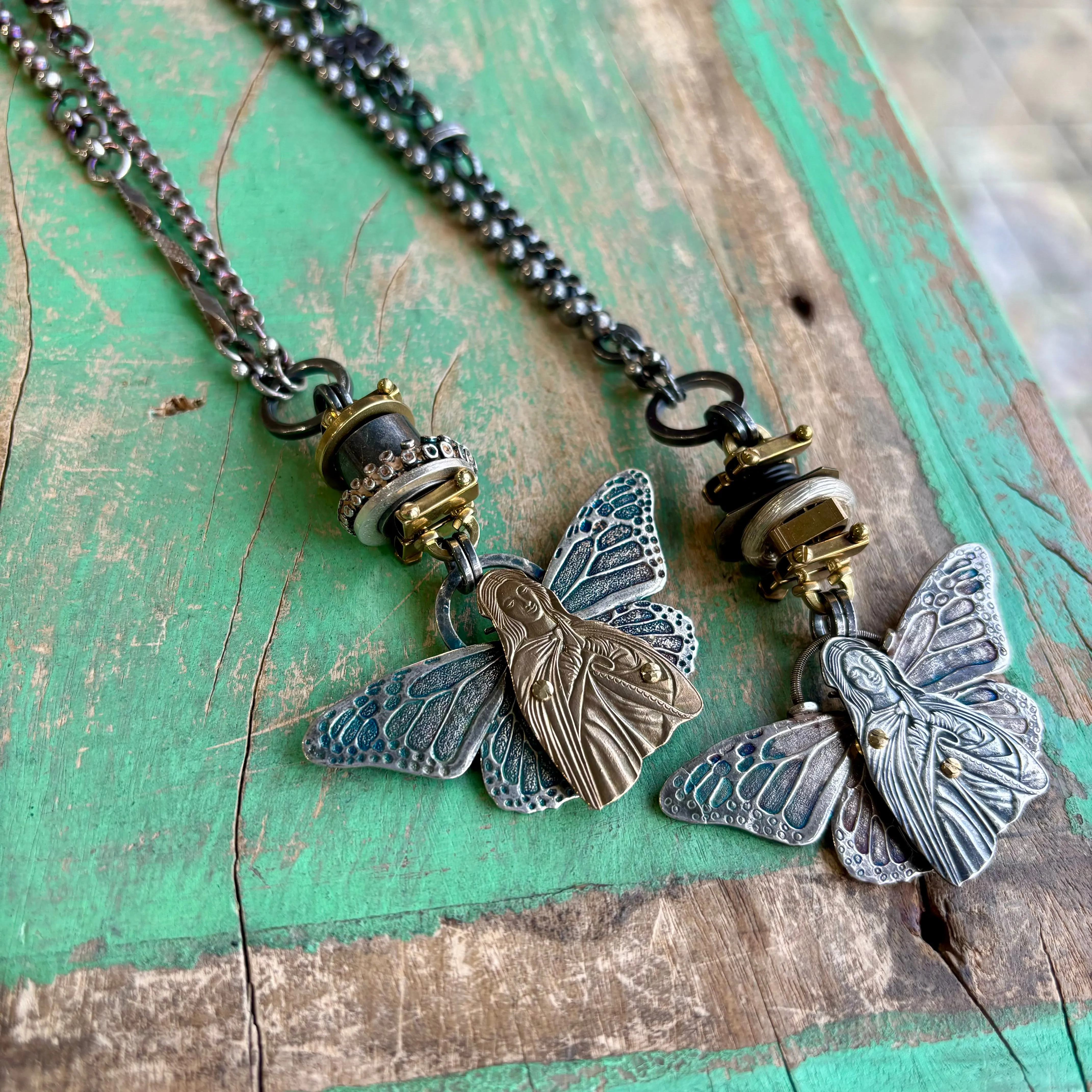 Virgin Mary Butterfly Necklace